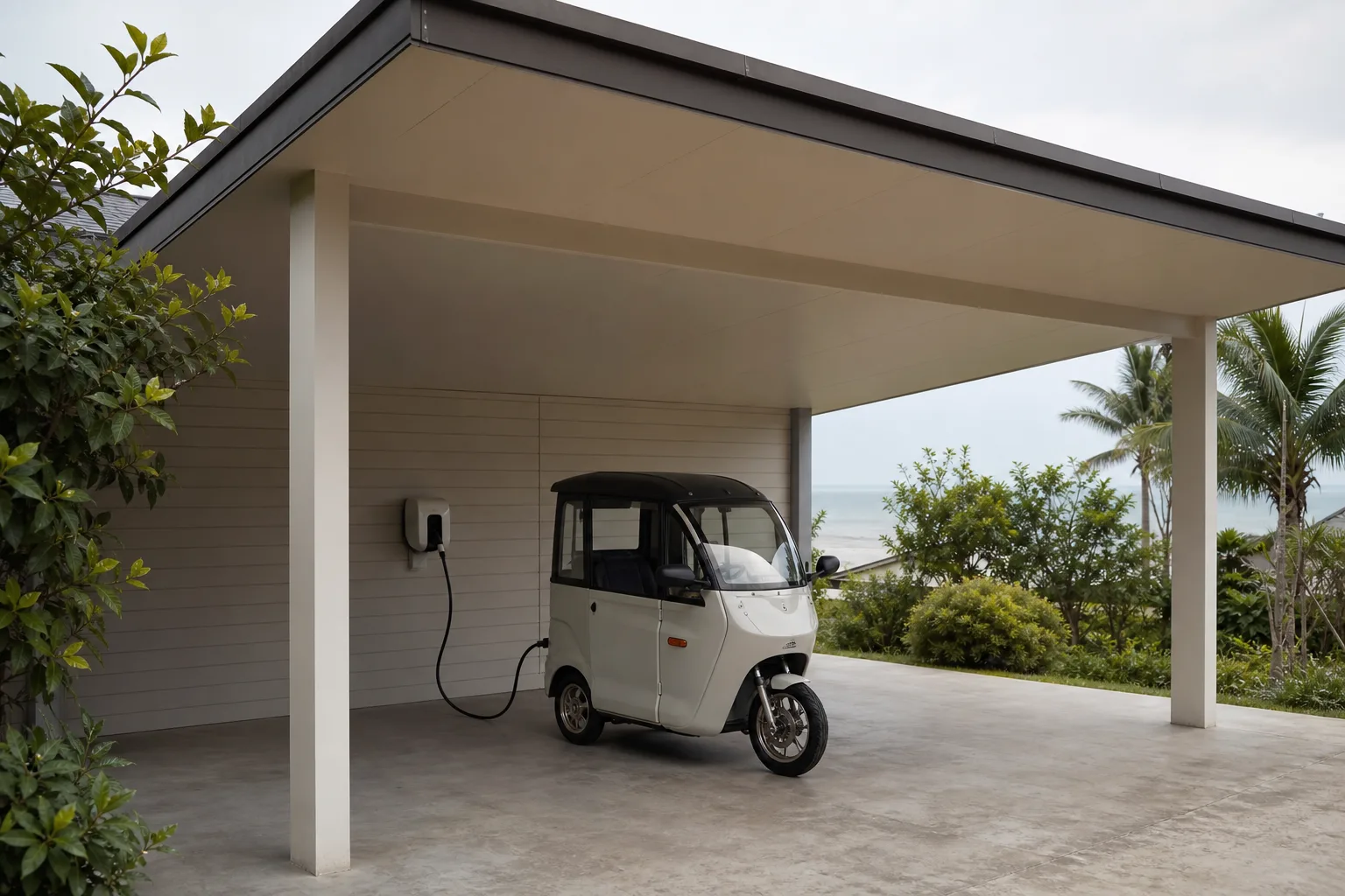 Charging on a carport in a hot, humid summer, and what a careful owner checks